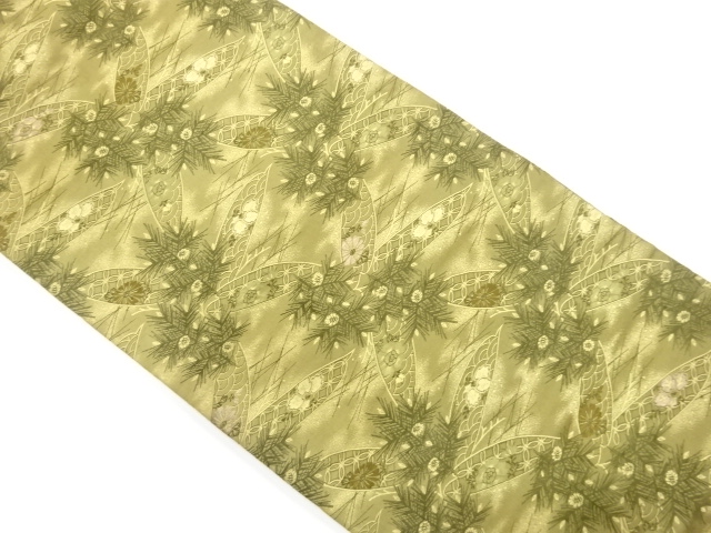 アンティーク　松笹に菊・桐模様織り出し丸帯（着用可）